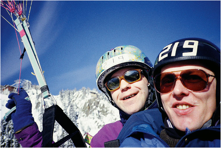 My first flight with Laurent Sohn, Chamonix, February 1996